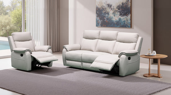 Kilmore grey recliner suite in 100% leather