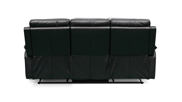 Kilmore 3 seat sofa with 2 recliners in 100% black leather
