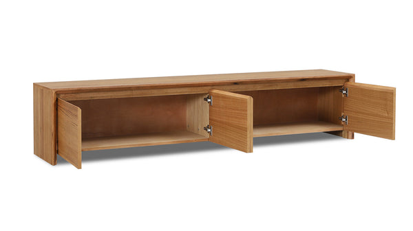 Manly lowline entertainment unit in Australian Marri Hardwood