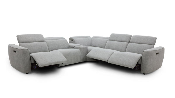 Munich corner lounge with 3 electric recliners in cha cha grey