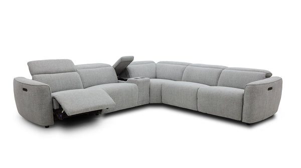 Munich corner lounge with 3 electric recliners in cha cha grey