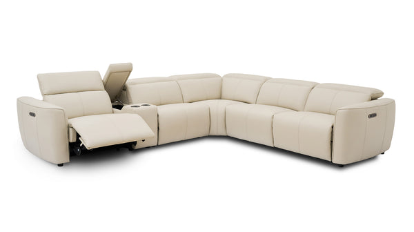 Munich corner lounge with 3 electric recliners in 100% leather
