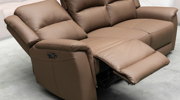 Paris 3 seat sofa with 2 electric recliners in chocolate