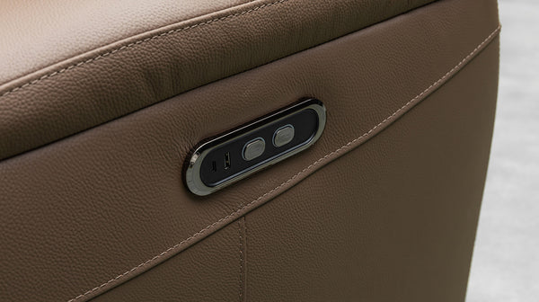 Paris electric recliner suite in 100% leather - chocolate