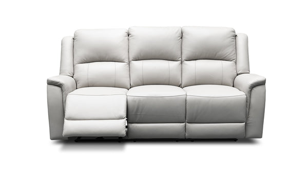 Paris electric recliner suite in 100% leather in light grey