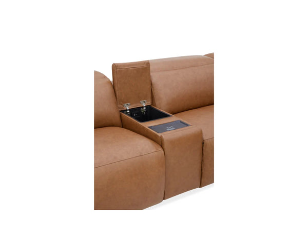 Morgan 5 seater modular in semi aniline leather with2 electric recliners