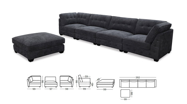 Zorro 5 piece modular lounge including ottoman