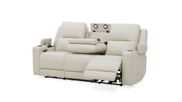 Heathcote leather electric recliner suite in Silver