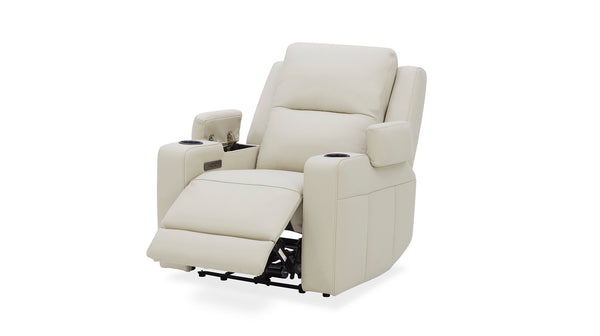 Heathcote leather electric recliner in silver