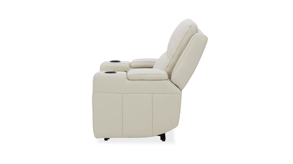 Heathcote leather electric recliner in silver