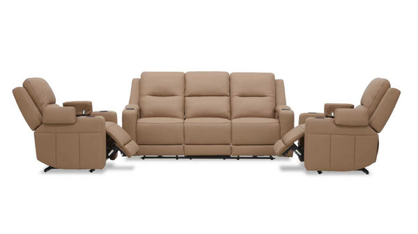 Heathcote leather electric recliner suite in Tan
