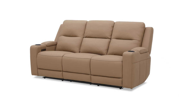 Heathcote leather 3 seater sofa with 2 electric recliners in Tan