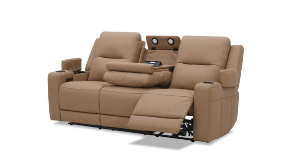 Heathcote leather 3 seater sofa with 2 electric recliners in Tan