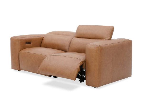 Contempo 2 seater electric recliner in tan leather