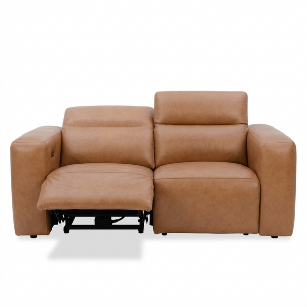 Contempo 2 seater electric recliner in tan leather