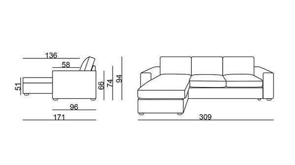 Hampton reversible chaise lounge