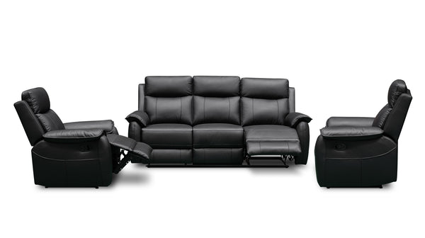 Kilmore black recliner suite in 100% leather