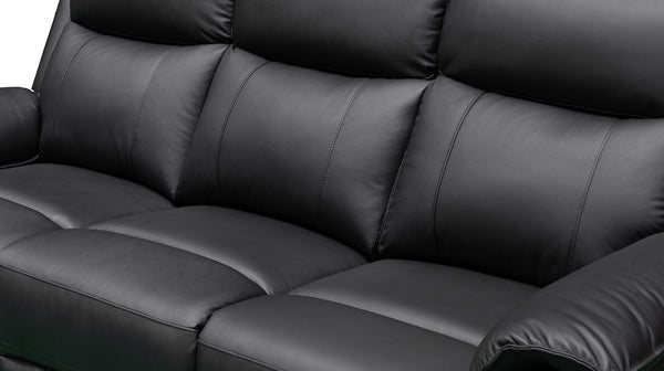 Kilmore 3 seat sofa with 2 recliners in 100% black leather