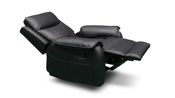 Kilmore recliner in 100% black leather