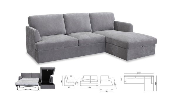 Townsville chaise lounge with sofa bed & storage