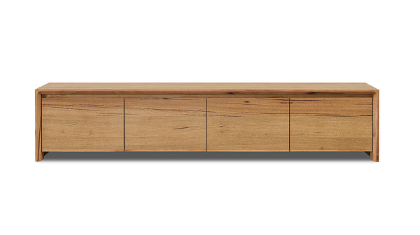 Manly lowline entertainment unit in Australian Marri Hardwood