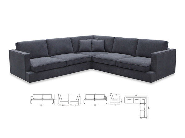 Harlow 6 seater corner in Melbourne Ebony