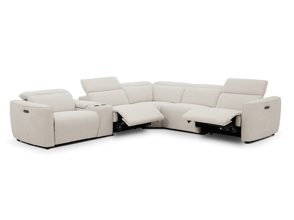 Munich corner lounge with 3 electric recliners in fabric