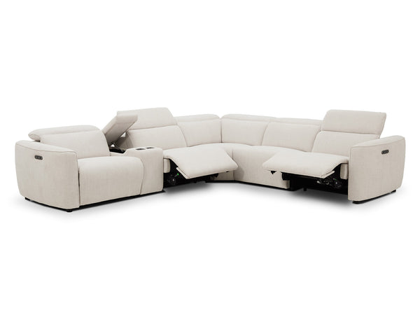 Munich corner lounge with 3 electric recliners in fabric