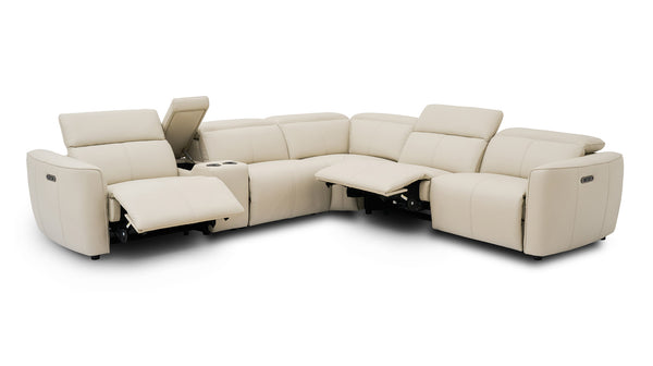 Munich corner lounge with 3 electric recliners in 100% leather