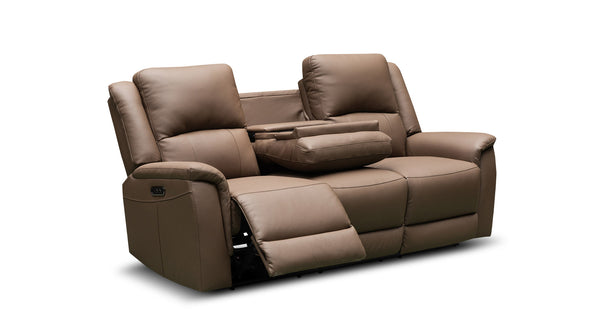 Paris 3 seat sofa with 2 electric recliners in chocolate
