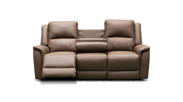 Paris electric recliner suite in 100% leather - chocolate