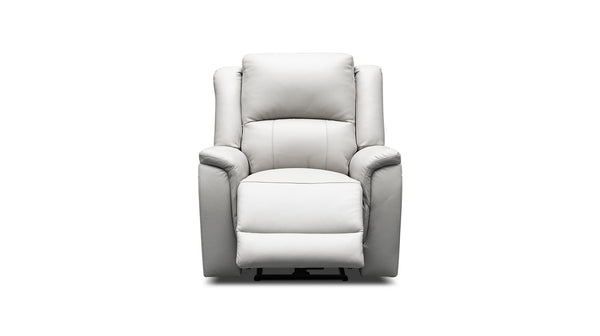 Paris electric recliner suite in 100% leather in light grey