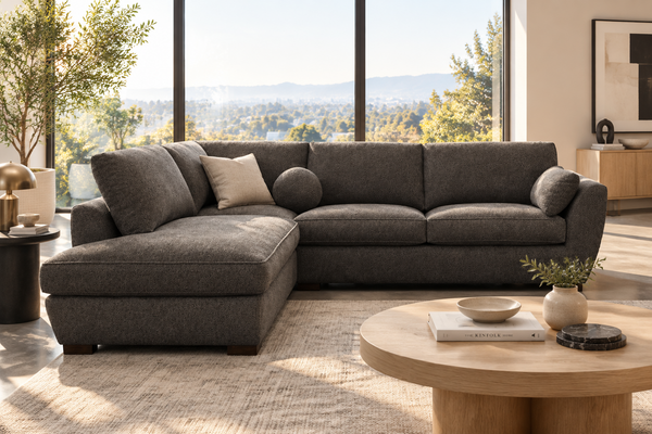 Zoe chaise lounge in dark grey fabric