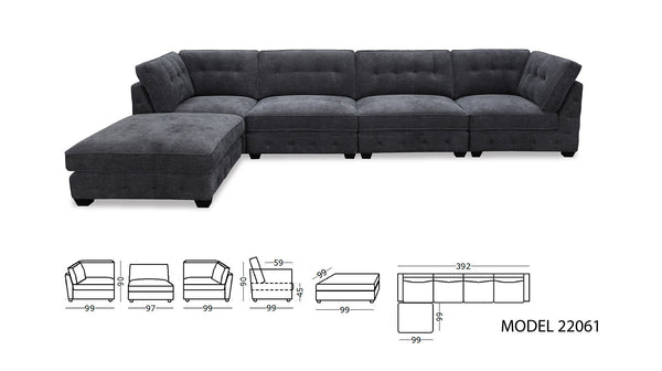 Zorro 5 piece modular lounge including ottoman