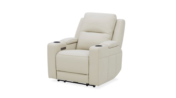 Heathcote leather electric recliner in silver