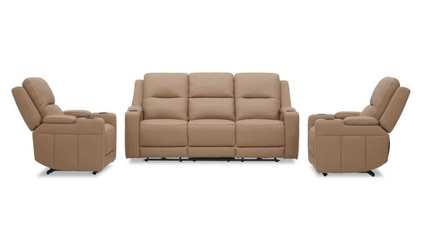 Heathcote leather electric recliner suite in Tan