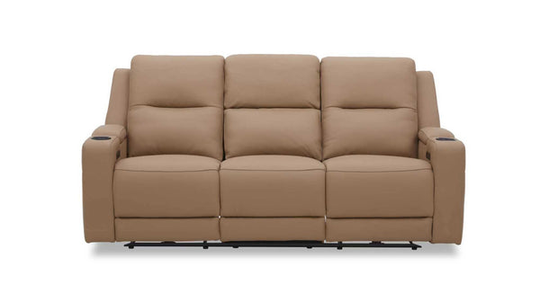 Heathcote leather 3 seater sofa with 2 electric recliners in Tan
