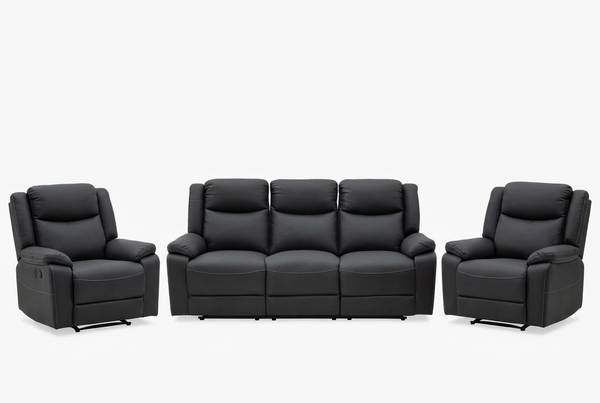 Lena 3 piece recliner suite in Endurotek fabric with 4 recliners